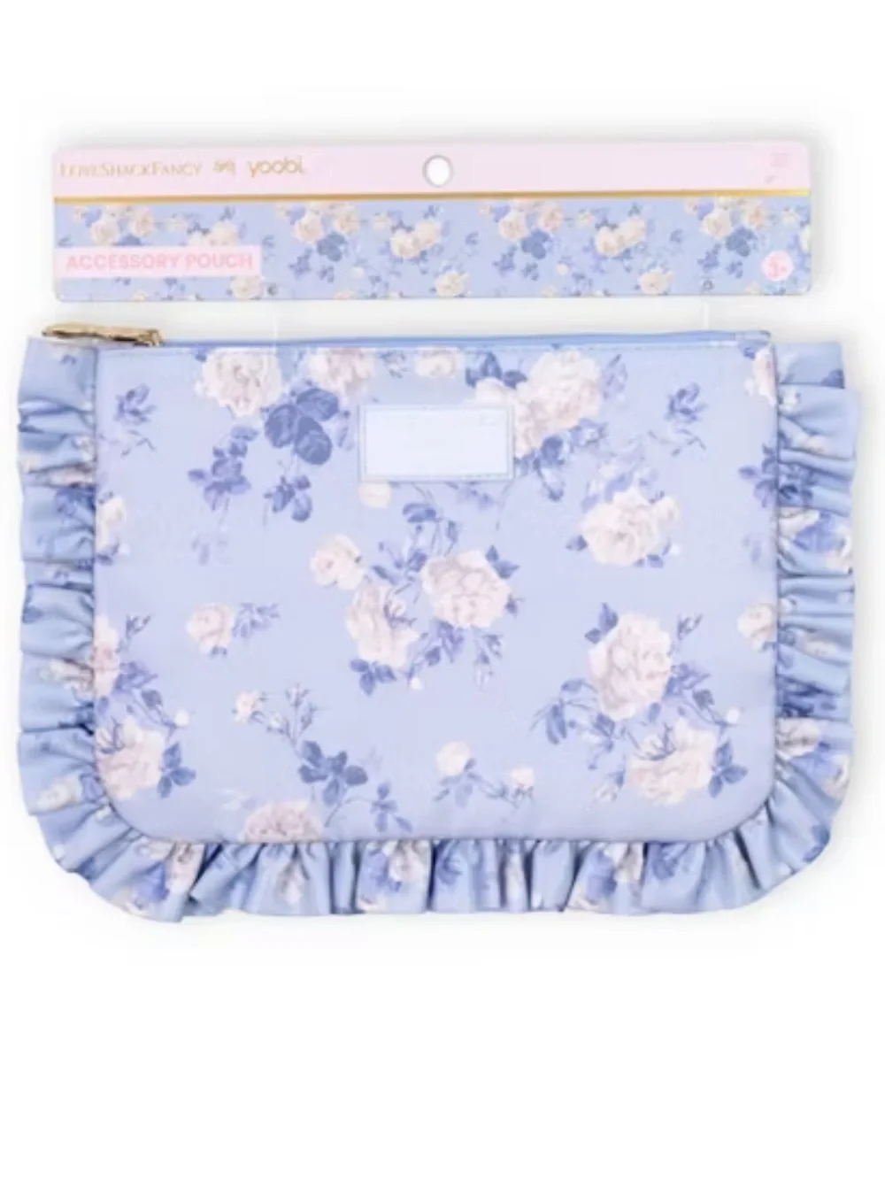 NWT LoveShackFancy x Target - Pastel Blue Rosettes Bow Zip Pouch / Clutch